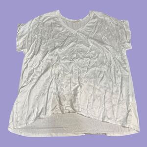 Milio Milano Blouse Women's Size Medium White Multimedia Silky Short Sleeve